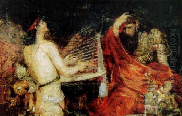 David Och Saul Oil Painting by Ernst Josephson