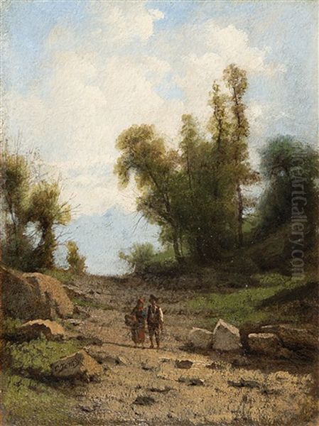 Paesaggio Con Figure Oil Painting by Carlo Jotti