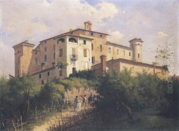 Castello Di Scipione Oil Painting by Carlo Jotti