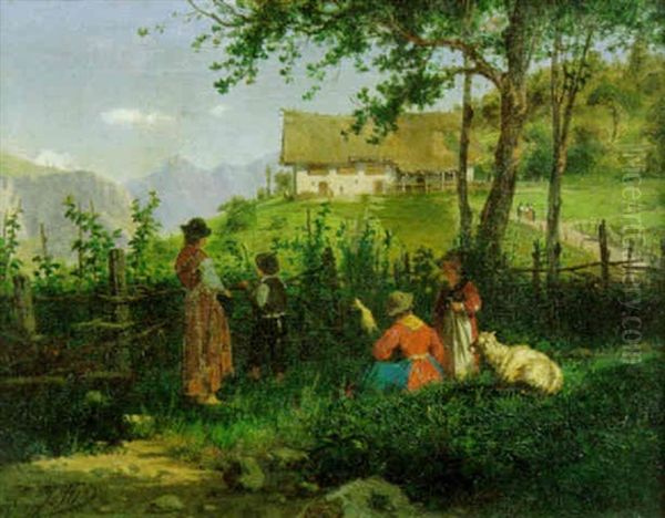 Valle Di Ledro. Costumi Del Tirolo Italiano Oil Painting by Carlo Jotti