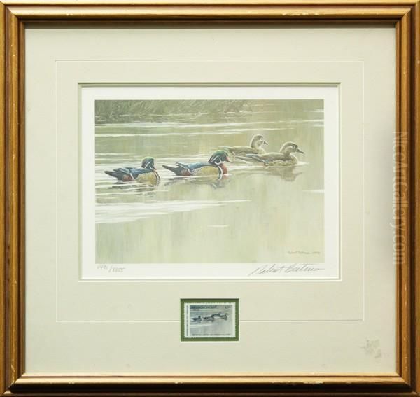 ''hurricane Lake Wood Ducks'' Oil Painting by Robert Bateman