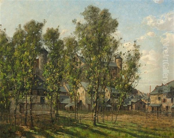 Landscape With View Of A Castle And A City Oil Painting by Leon Joubert