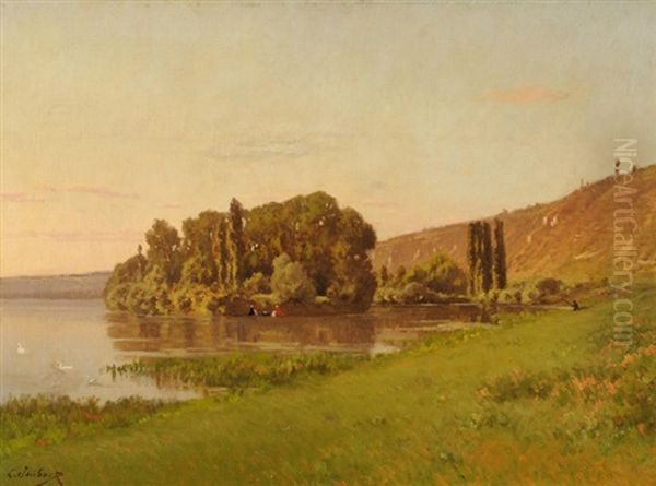 Flusslandschaft Oil Painting by Leon Joubert