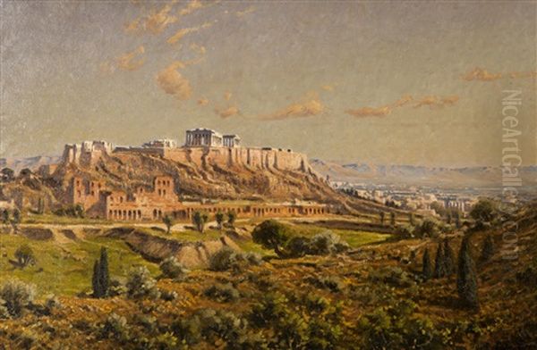 View Of The Acropolis And The Herodium Oil Painting by Leon Joubert