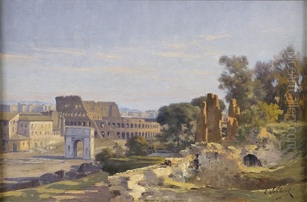 Vue Du Colisee Oil Painting by Leon Joubert