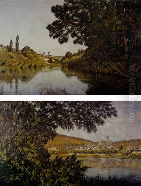 Vue De Vetheuil Oil Painting by Leon Joubert