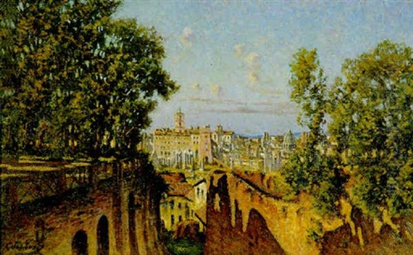 Roma Dal Palazzo Dei Cesari Oil Painting by Leon Joubert