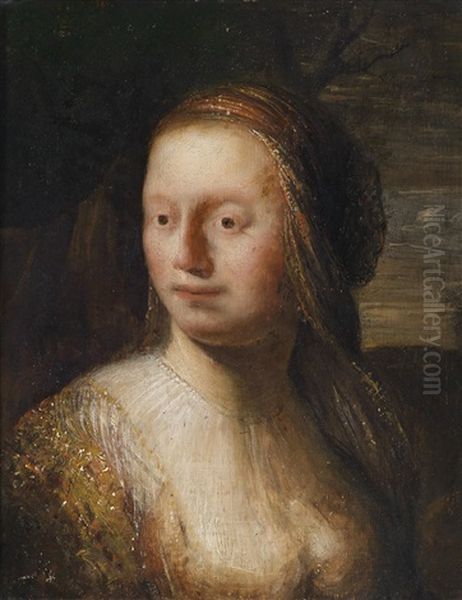 Eine Frau In Orientalischem Gewand Mit Einem Schleier Oil Painting by Isaac De Joudreville