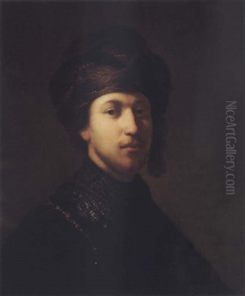 A Young Man Wearing A Turban by Isaac De Joudreville