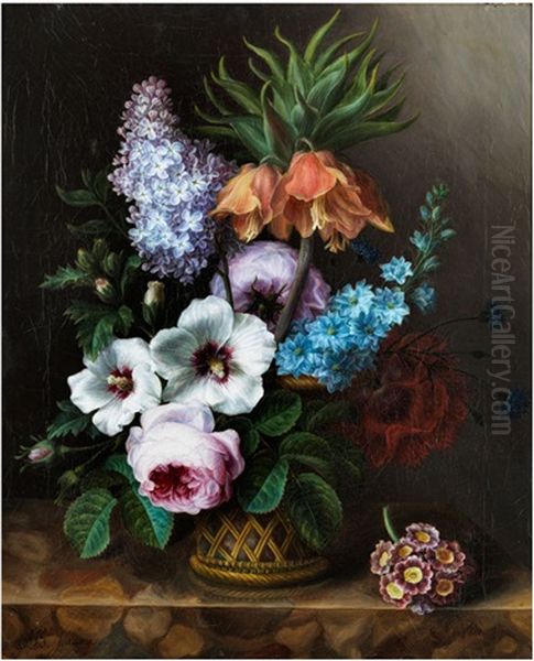 Blumenstillleben Oil Painting by A. B. Jouenne