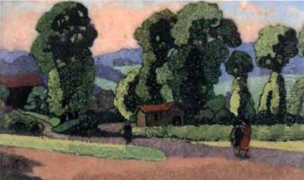 L'allee Du Parc Oil Painting by Leon Jouhaud