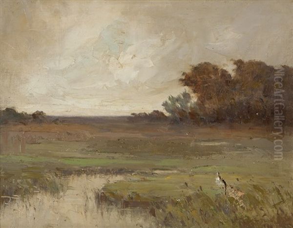 Corte Madera Marsh, Marin County Oil Painting by Amedee Joullin