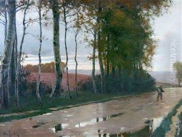 Chemin De Campagne En Automne Oil Painting by Henri Jourdain