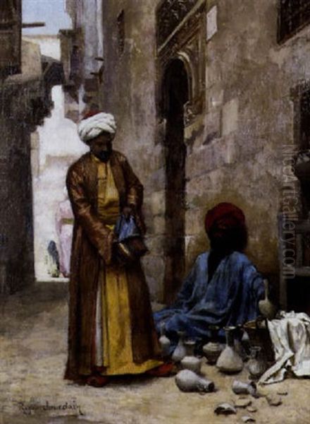 Marchand De Gargoulettes Au Caire Oil Painting by Roger-Joseph Jourdain