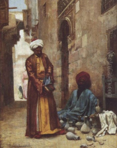 Marchand De Gargoulettes Au Caire Oil Painting by Roger-Joseph Jourdain