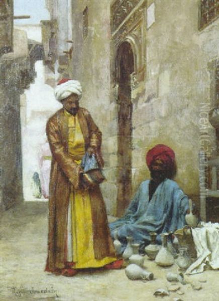 Marchand De Gargoulettes Au Caire Oil Painting by Roger-Joseph Jourdain