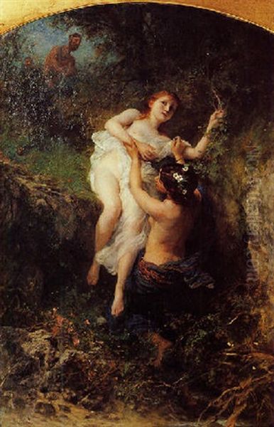 Nymphes Et Satyres Oil Painting by Adolphe Jourdan