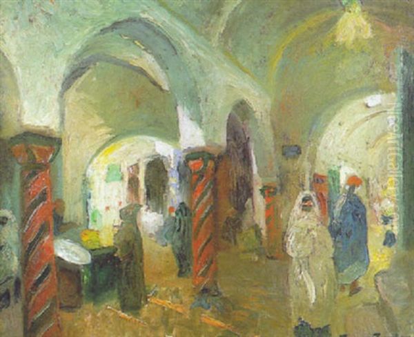 Le Souk De Tunis Oil Painting by Jean-Jacques-Raoul Jourdan