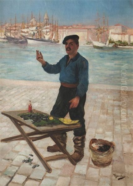 Pecheur Sur Le Port Oil Painting by Theodore Jourdan