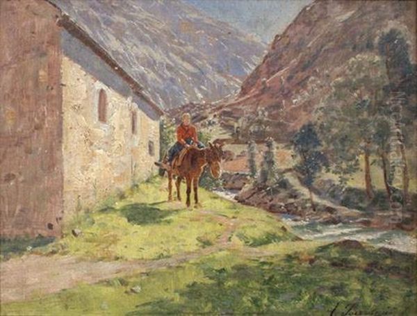 A Dos De Mulet Oil Painting by Louis Marie Adrien Jourdeuil