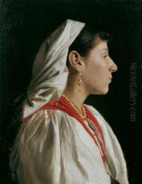 Bildnis Einer Jungen Frau In Sudrussischer Tracht Oil Painting by Fjodor Jouschkoff