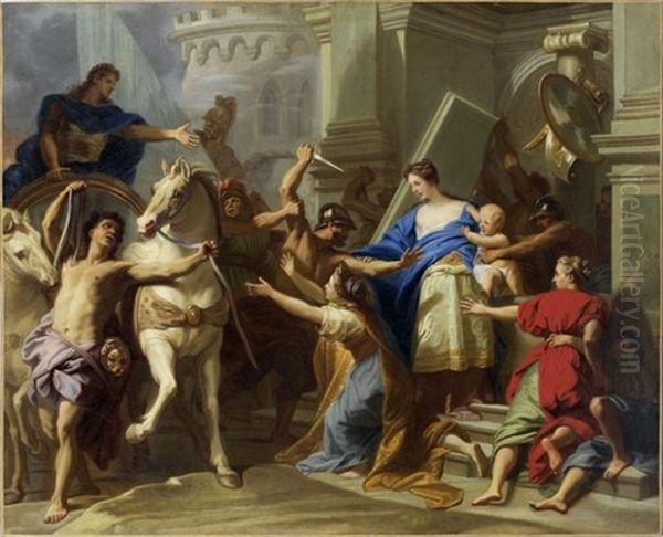 Andromaque Essaie De Sauver Son Fils Astyanax Oil Painting by Jean-baptiste Jouvenet