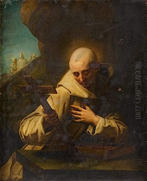 Saint Bruno Meditant Dans Une Caverne Oil Painting by Jean-baptiste Jouvenet