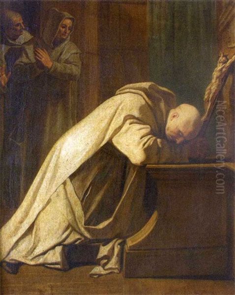 Saint Bruno Priant A Genoux Oil Painting by Jean-baptiste Jouvenet