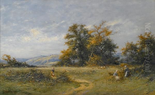 An Extensive Landscape With Figures Oil Painting by David Bates