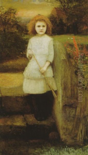 Portrait Of A Girl Holding An Arrow Oil Painting by George Williams Joy