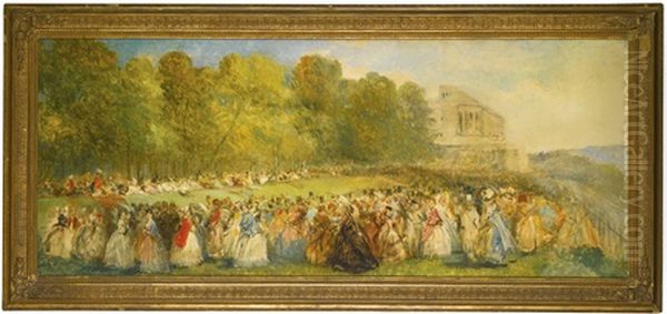 Fete Champtre, The Ladies' Lawn At Goodwood Oil Painting by Thomas Musgrave Joy