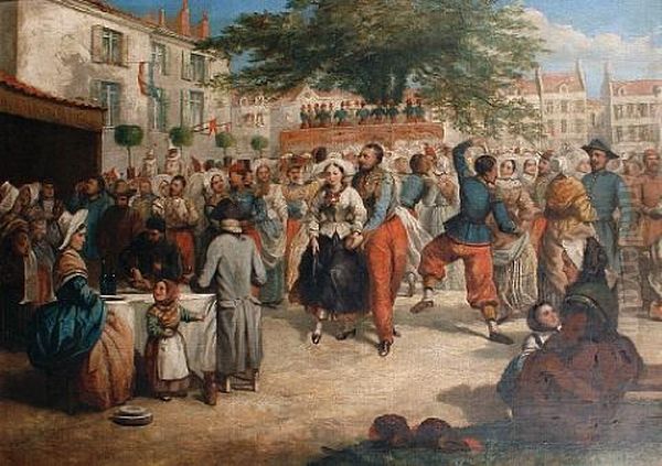 A Boulogne Carnival Oil Painting by Thomas Musgrave Joy