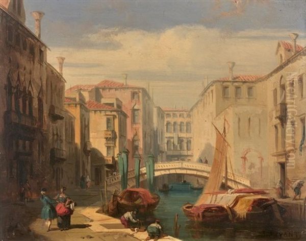 Canal Anime A Venise Oil Painting by Jules-Romain Joyant