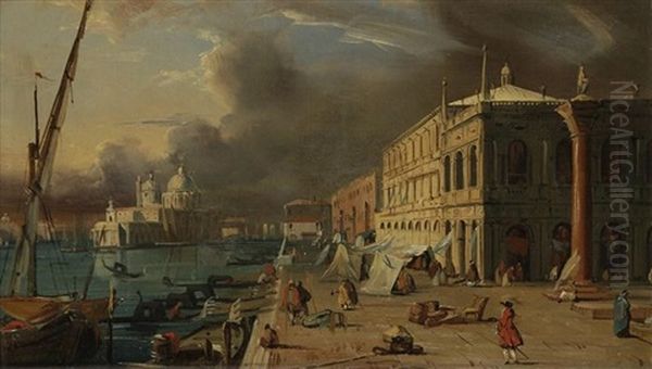 La Piazzetta Et L'entree Du Grand Canal Oil Painting by Jules-Romain Joyant