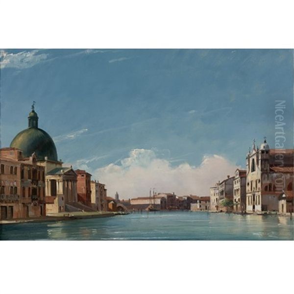 View Of The Grand Canal, Venice, Looking Southwest Oil Painting by Jules-Romain Joyant