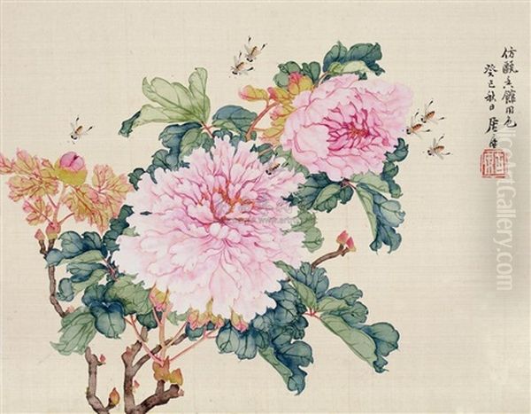 Peony Oil Painting by  Ju Lian