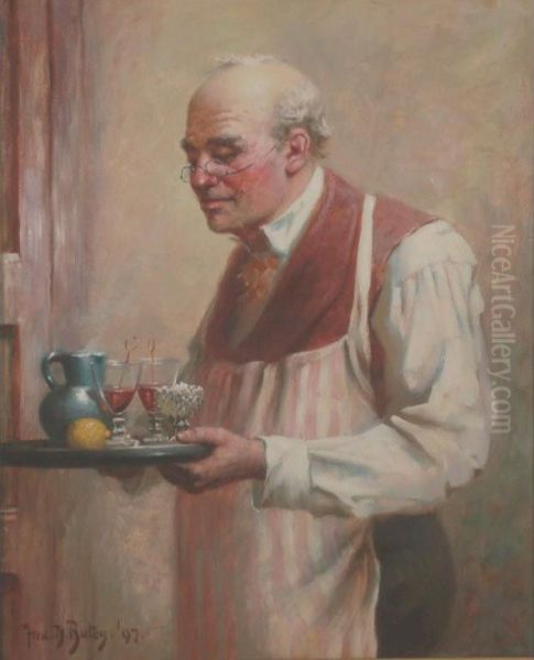 Man Carrying A Tray Of Drinks 'mine Host' Oil Painting by Frederick Davenport Bates