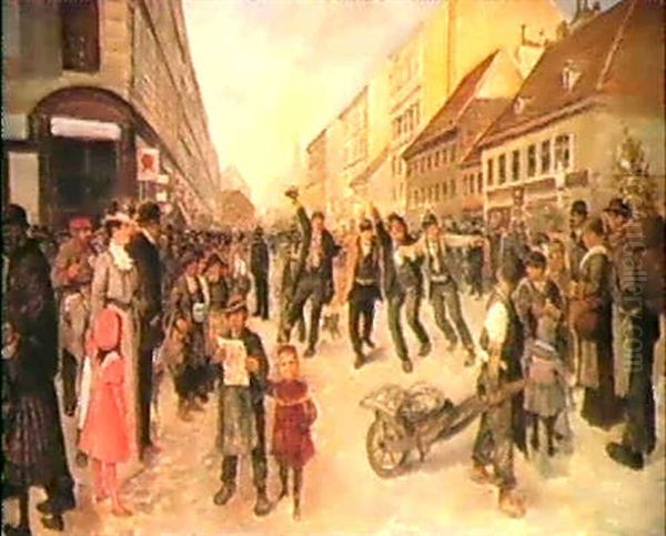 A Street Scene In Vienna Oil Painting by Ernst Juch