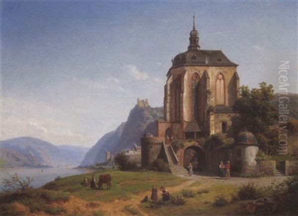 Die Werner Kapelle In Oberwesel Am Rhein Oil Painting by Therese Judeich