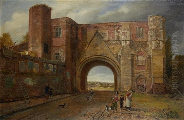 The Gate Of Reading Abbey Oil Painting by Reverend Thomas James Judkin