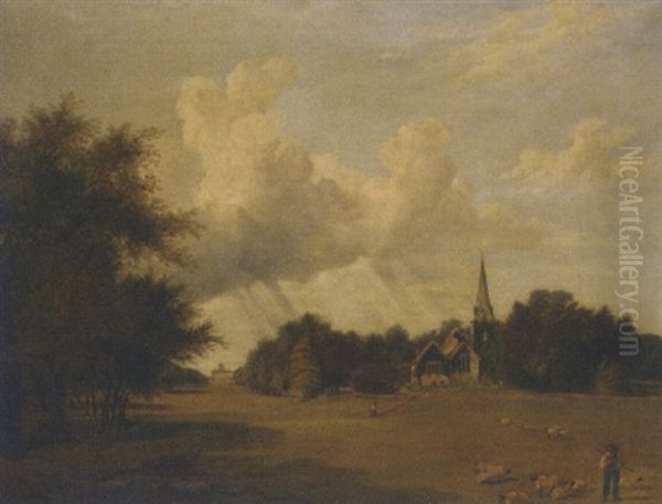 Stoke Poges Oil Painting by Reverend Thomas James Judkin