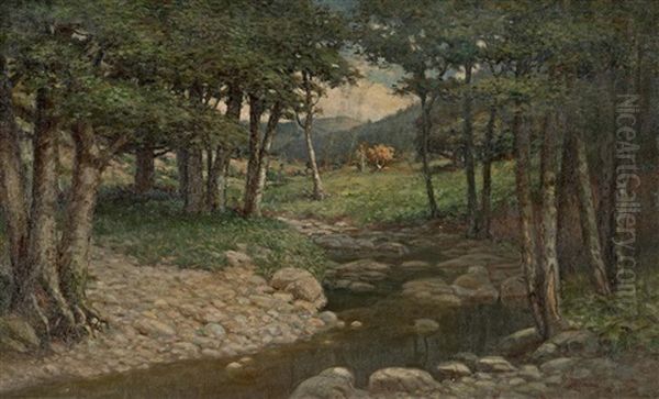 Trees Along A Winding Stream Oil Painting by William Lee Judson