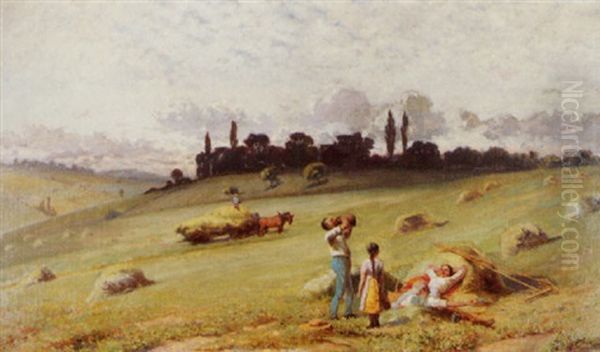 Landscape With Figures Resting Oil Painting by William Lee Judson