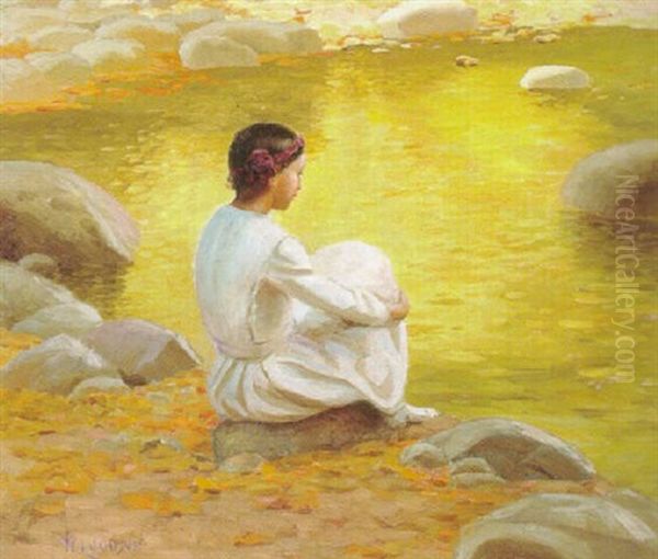 By The Pool Oil Painting by William Lee Judson