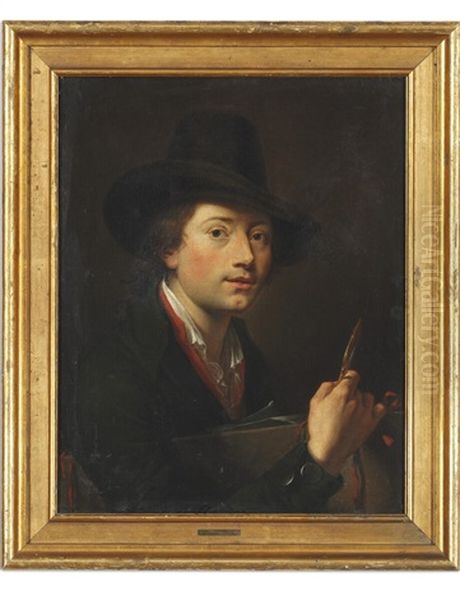 Portrait Of The Engraver Frederik Ludvig Bradt (1747-1829) Oil Painting by Jens Juel