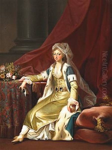 Princess Louise Augusta In A Turkish Dress Oil Painting by Jens Juel