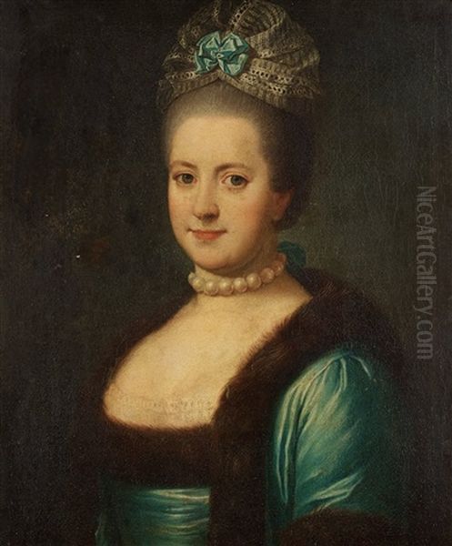 Portrait Depicting Mrs Ingeborg De Akeleije Oil Painting by Jens Juel