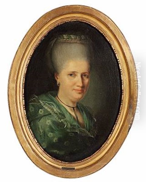 Portrait Of Johanne Maria Mylius, Nee Heitmann Oil Painting by Jens Juel