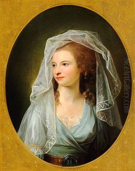 Portrait Af Maria Helena Kortright, Nee Hendrickson Oil Painting by Jens Juel