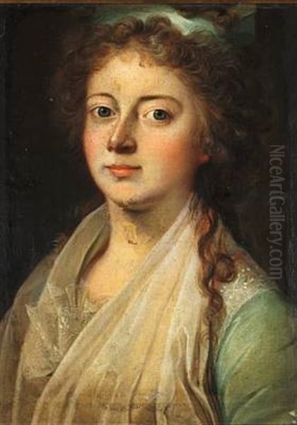 Portrait Of Queen Marie Sophie Frederikke Married To Frederik Vi Oil Painting by Jens Juel